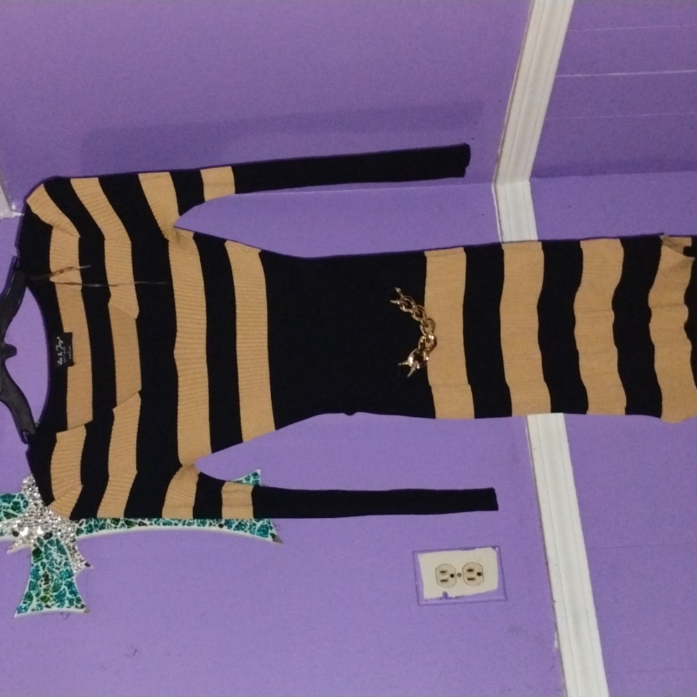 A  brown and black Cardigan style dress